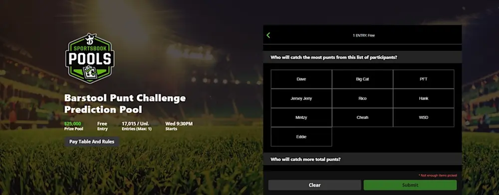 Barstool punt challenge pool