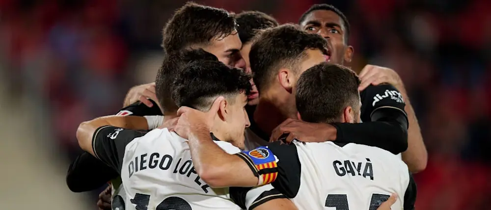 football 2024 spain liga ea sport valencia goal celebration rioja team