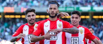 football 2024 liga hypermotion almeria luis suarez goal celebration