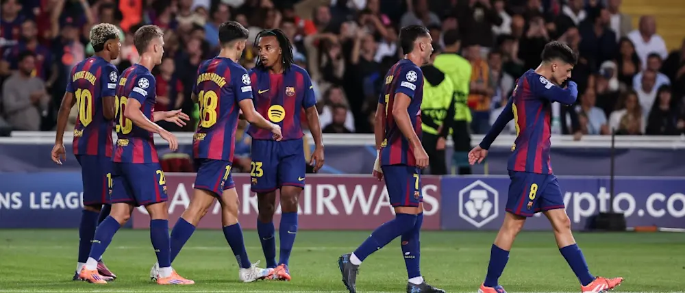 football 2025 champions league barcelona players celebration home