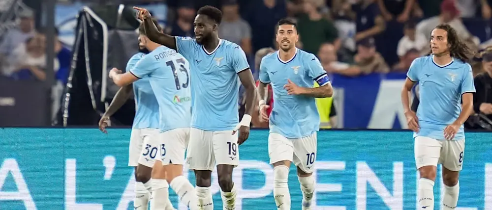 2024 football italy serie a lazio goal team celebration