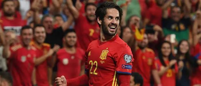 r football spain isco celebrating