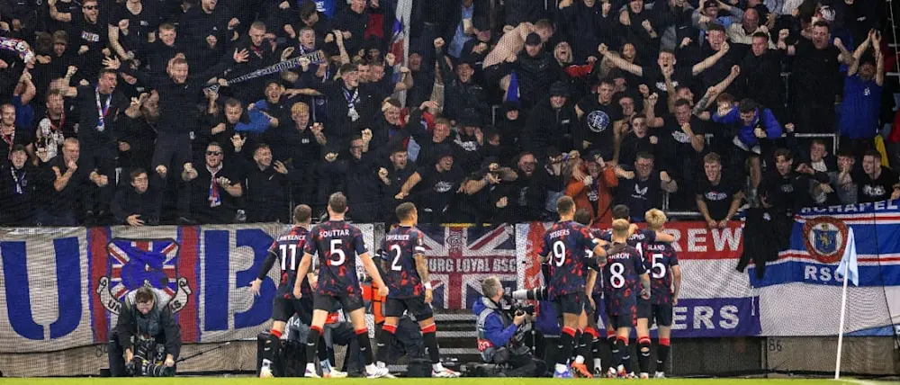 2024 football europa league rangers away goal celebration