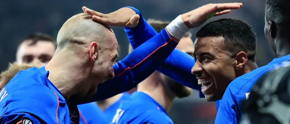 football 2024 europa league rangers team goal celebration