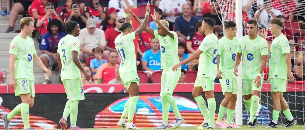football 2025 laliga barcelona away mallorca goal raphinha lamine yamal