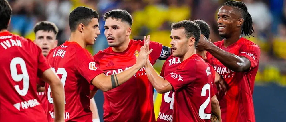 2024 football spain ligahypermotion zaragoza away goal celebration