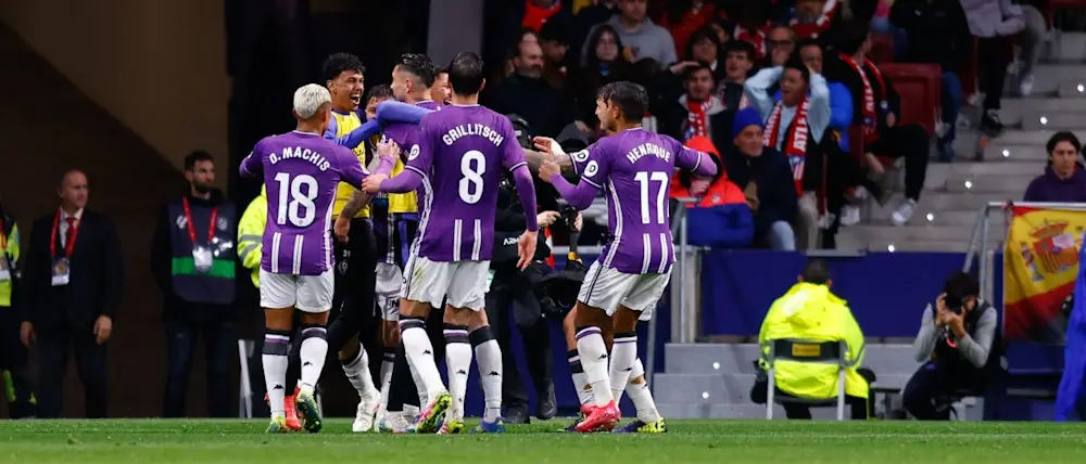football 2025 laliga valladolid players goal celebration