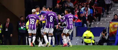 football 2025 laliga valladolid players goal celebration