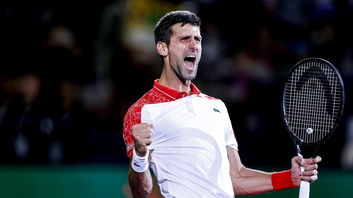 Novak Djokovic celebrating