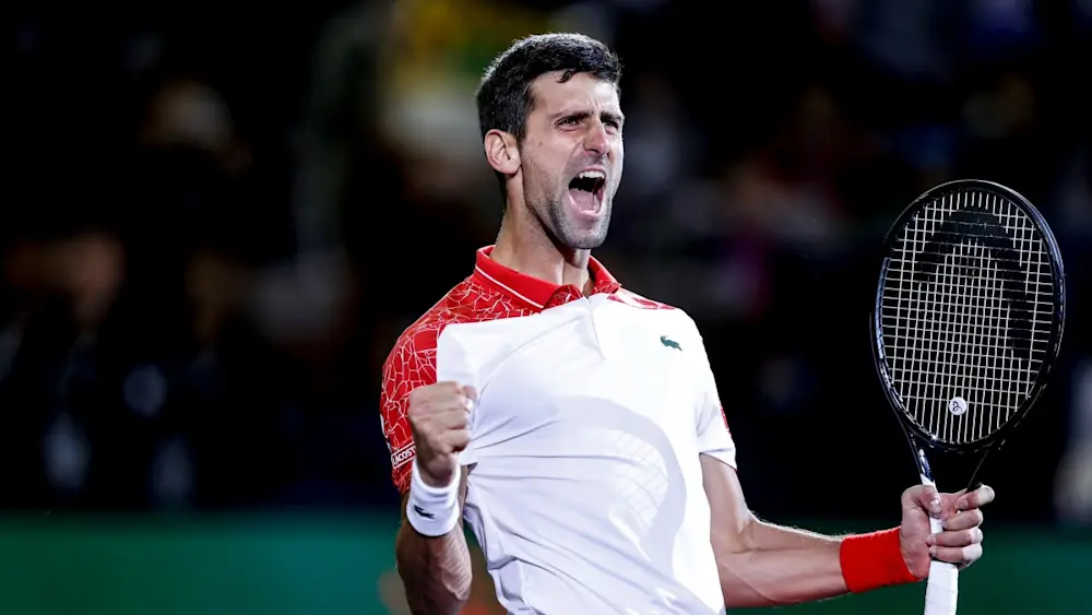 Novak Djokovic celebrating