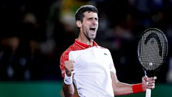 Novak Djokovic celebrating