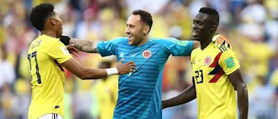 r football worldcup colombia players celebrating new
